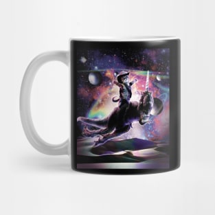 Galaxy Cat On Dinosaur Unicorn In Space Mug